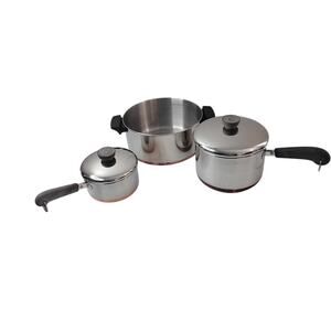 VTG Revere Ware are 1801 Copper Bottom Cookware 5 piece set Made in USA READ